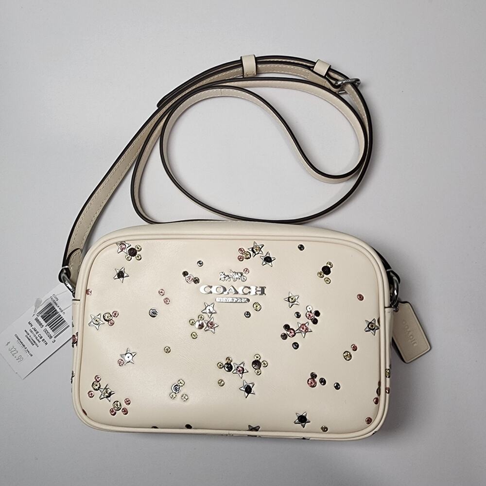 NWT Coach CCI73 Mini Jamie Camera Bag With Star Print Silver /Chalk